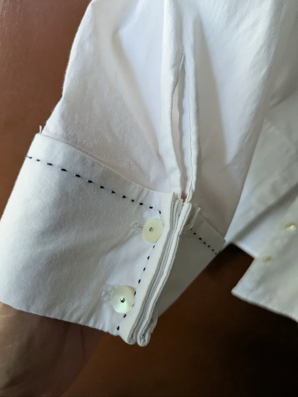 Valerie Separates Petite White Button-Up Blouse with Contrast Stitch Size PL